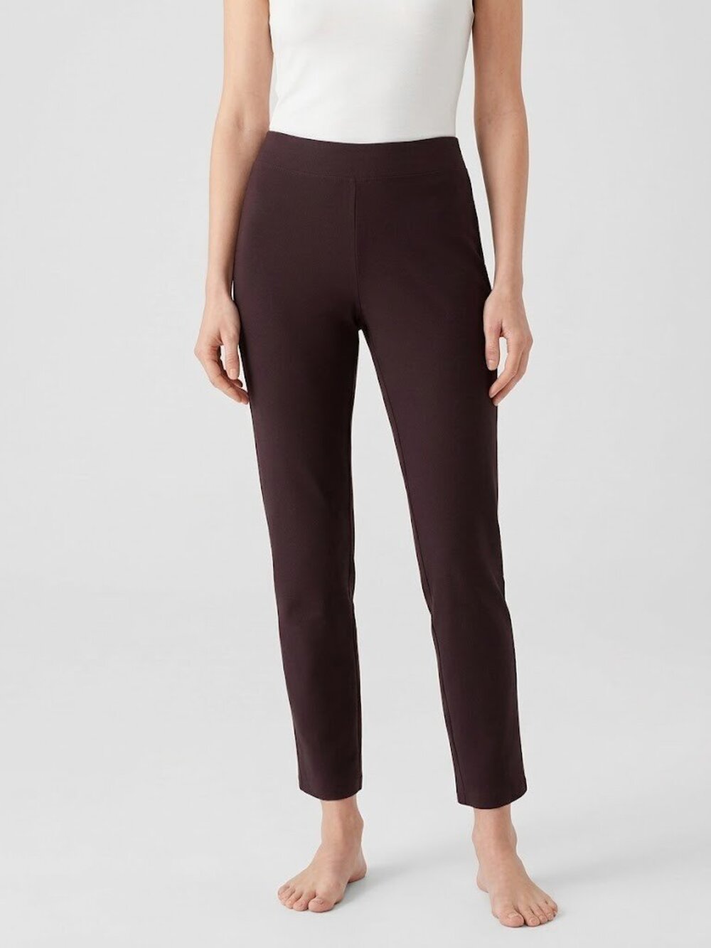 NWT Eileen Fisher Slim Ankle in Cassis Washable Stretch Crepe Pull-on Pants M
